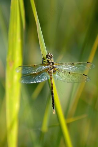 蜻蜓植物枝干昆虫摄影图