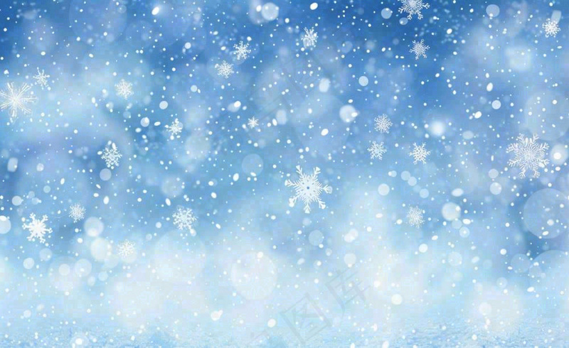 雪花飘落蓝色白雪背景立冬冬至大雪小雪卡通插画背景(1408x864)