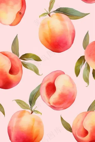 水蜜桃粉色可爱卡通插画壁纸