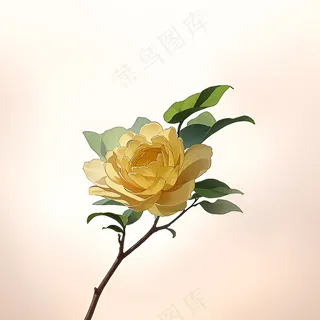 白色黄色手绘新中式风格花植物176 白色黄色手绘新中式风格花植物176