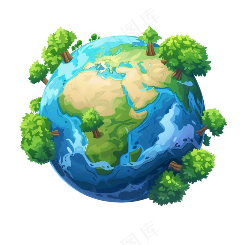 世界地球保护环境绿色卡通插画免抠