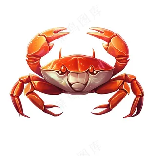 螃蟹卡通插画免抠