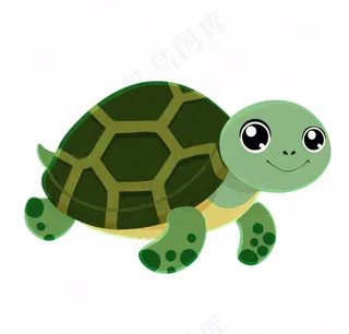 乌龟绿王八动物卡通插画免抠