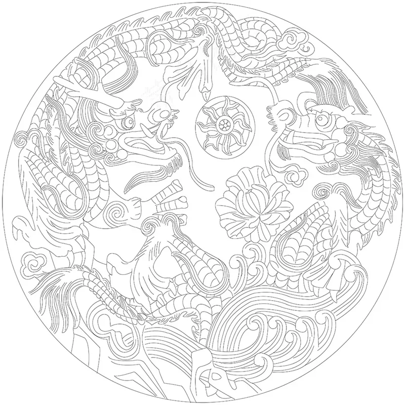 二龙戏珠圆形矢量图cdr矢量模版下载