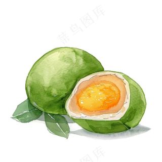 青团艾草清明元素水彩插画免抠