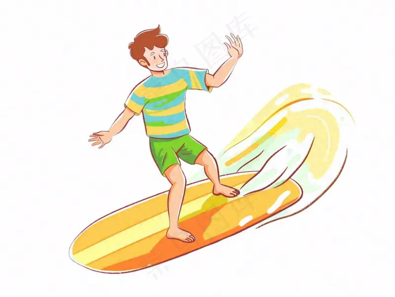 冲浪少年运动卡通人物插画免抠(1232x928)