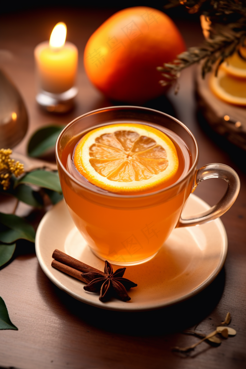 橙子果茶饮料摄影图