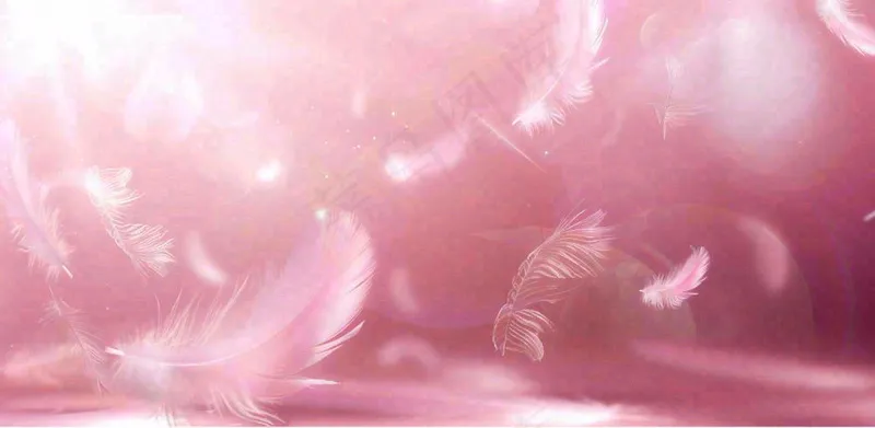 粉色气泡羽毛梦幻情人节七夕插画背景(1568x768)