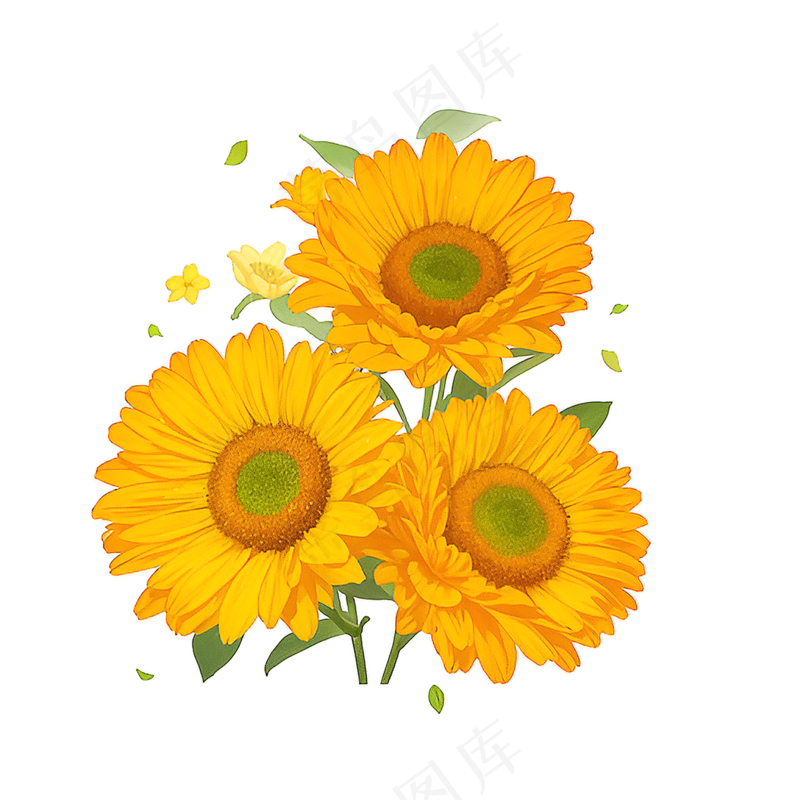 黄色向日葵花朵免抠素材14