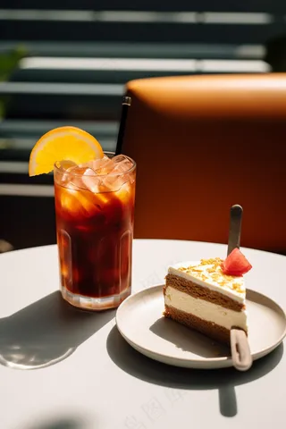 蛋糕奶茶下午茶阳光光影摄影图