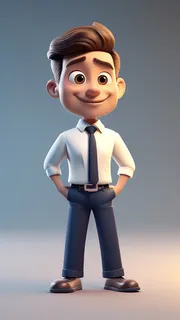 3D卡通人物公司职员男士白衬衫1
