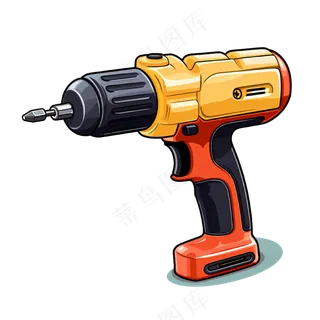 卡通手绘工具电钻线条插画矢量装饰元素