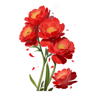 红色海棠花写实手绘练习作品20