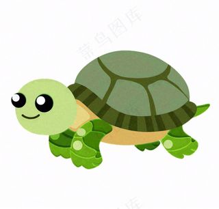 乌龟绿王八动物卡通插画免抠
