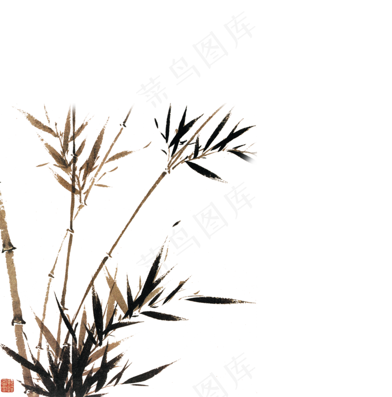中国风水墨竹子图片古风竹叶竹林水彩手绘插画PNG免扣设计