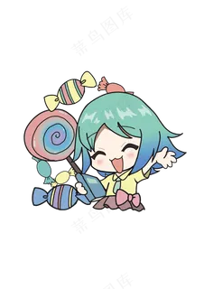 手绘糖果女孩二次元插画免抠 手绘糖果女孩二次元插画免抠