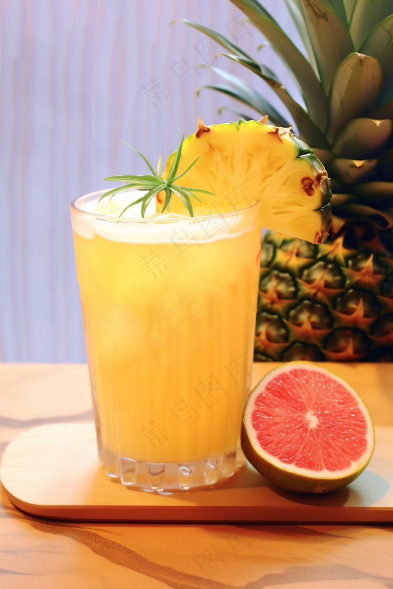 菠萝汁西柚果汁果茶饮料摄影图