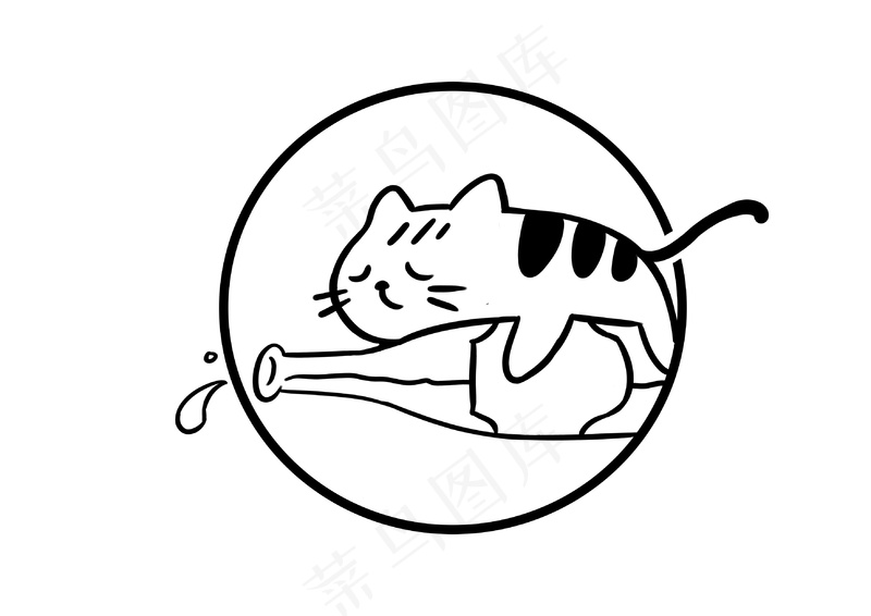 喝醉的猫   卡通形象  LOGO   手绘psd模版下载