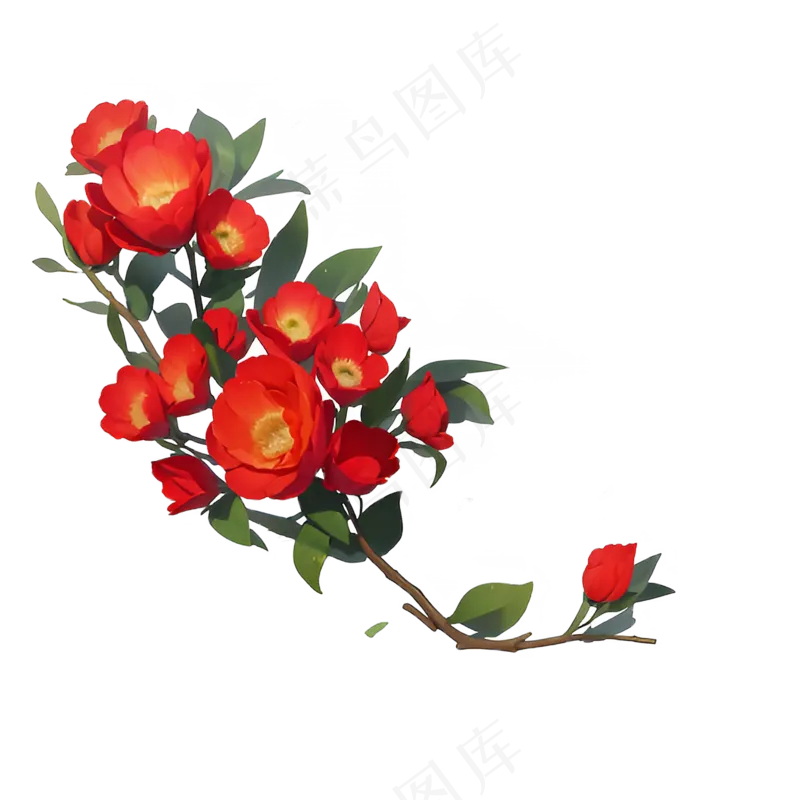 红色 海棠花 手绘 免抠 素材3
