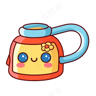 卡通手绘儿童水壶线条插画矢量装饰元素