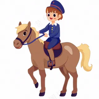 骑马马术人物卡通插画免抠