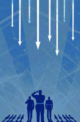 建军蓝色纹理简约军人剪影飞机插画背景