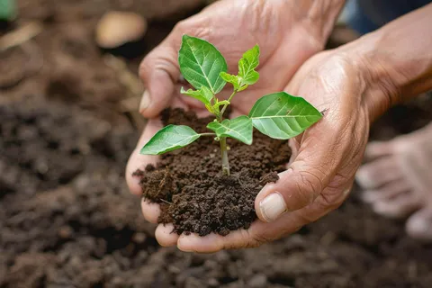 手捧树苗植树保护环境公益活动摄影图 手捧树苗植树保护环境公益活动摄影图