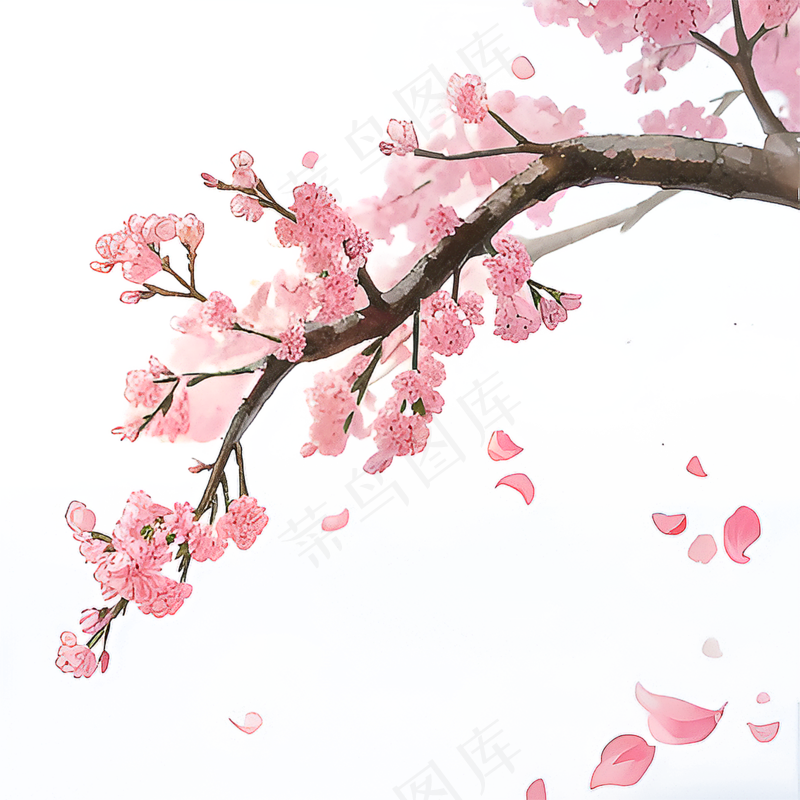 粉色手绘梅花一枝梅素材17