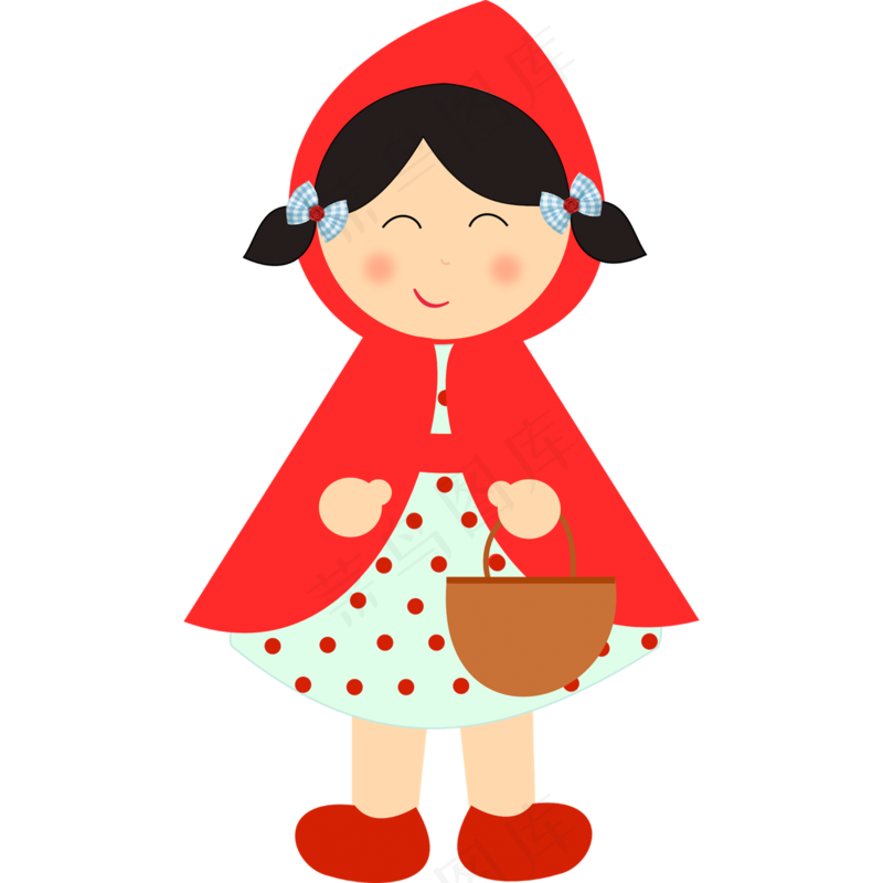 免抠戴红斗篷的卡通小女孩
