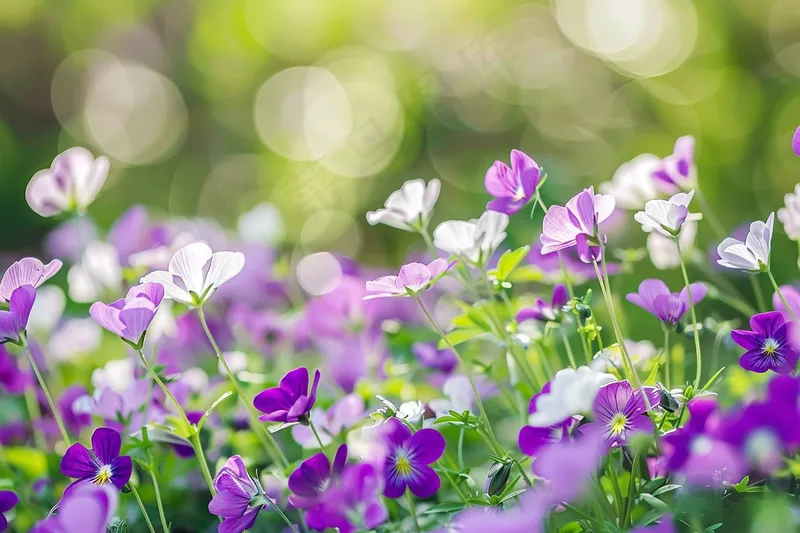 紫色小花朵花丛春天摄影图(4032x2688)