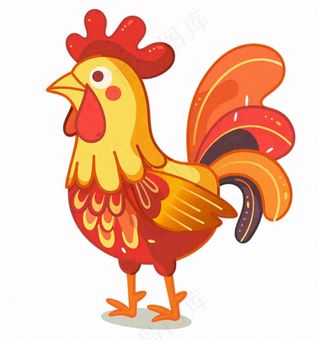 大公鸡雄赳赳彩色十二生肖卡通插画免抠