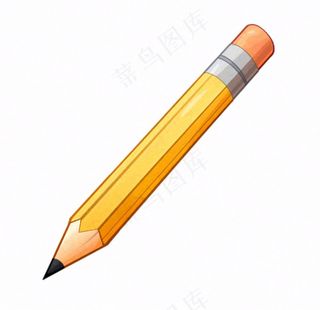 铅笔黄色学习工具卡通插画免抠