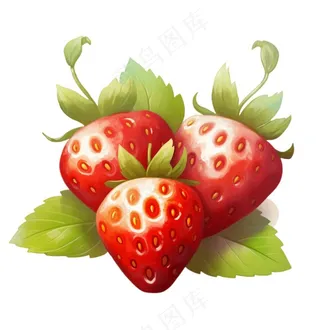美味草莓可口卡通插画免抠