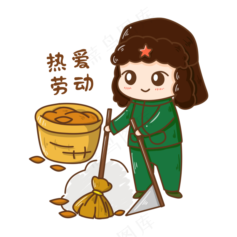 军绿色雷锋人物免扣元素 (14)