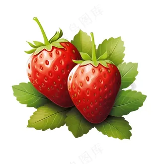 美味草莓可口卡通插画免抠