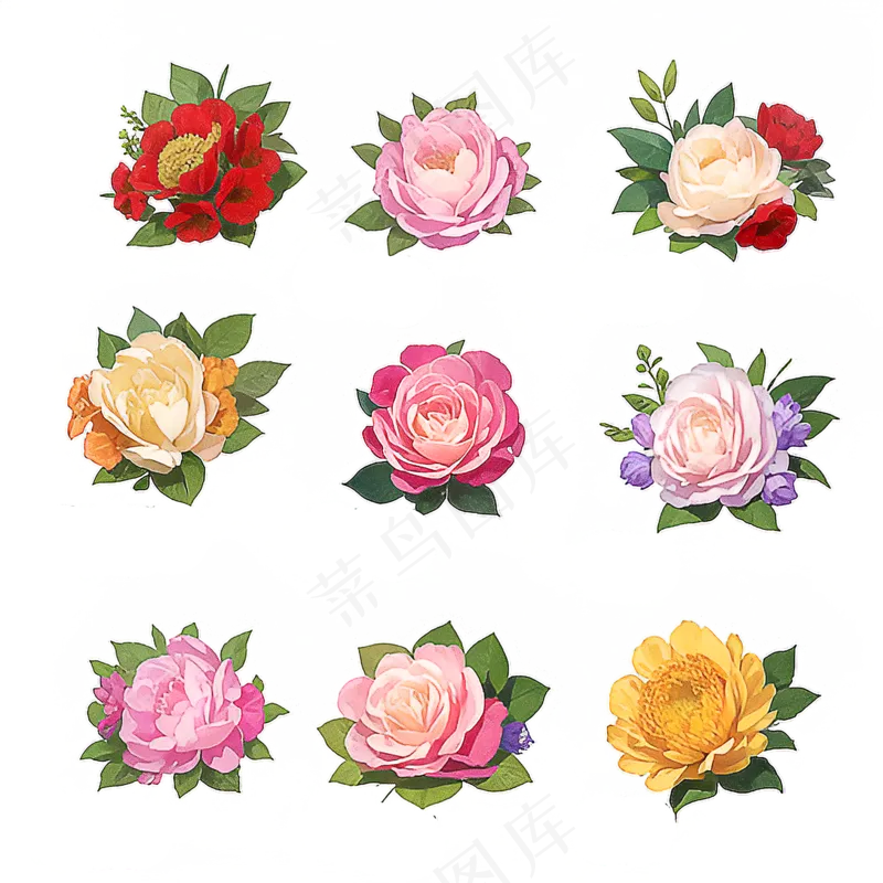 红色黄色粉色玫瑰花免抠素材23