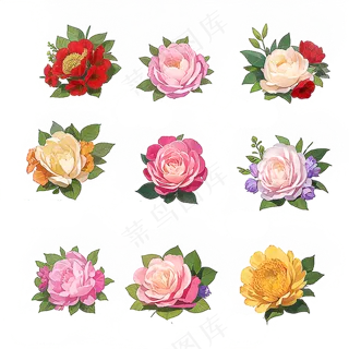 红色黄色粉色玫瑰花免抠素材23
