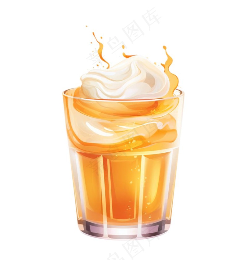 冰淇淋奶茶奶油饮料手绘卡通插画免抠