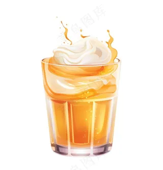 冰淇淋奶茶奶油饮料手绘卡通插画免抠