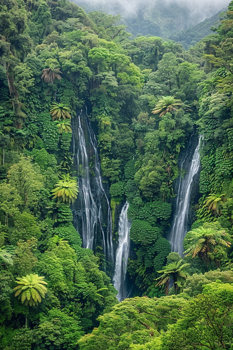 森林山谷的瀑布摄影图(2688x4032)