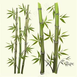竹子竹叶卡通插画背景