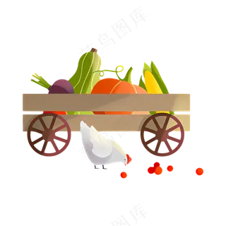 免抠卡通果蔬车