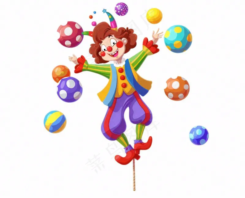 小丑杂技团搞怪愚人节卡通插画免抠(1184x960)
