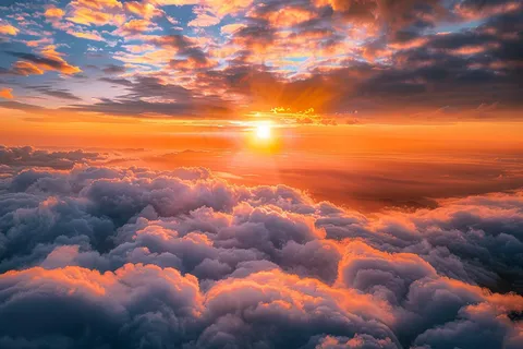 清晨日出朝霞云层摄影图 