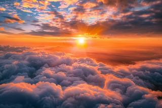 清晨日出朝霞云层摄影图 