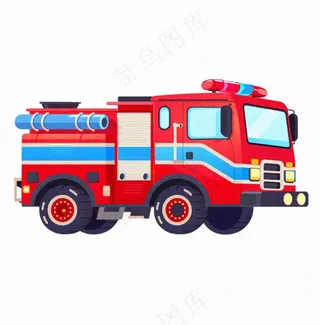 消防车大车灭火卡通插画免抠