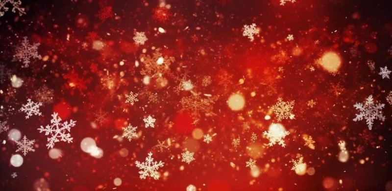 红色闪光粒子雪花光晕灯光喜庆摄影背景图(1568x768)