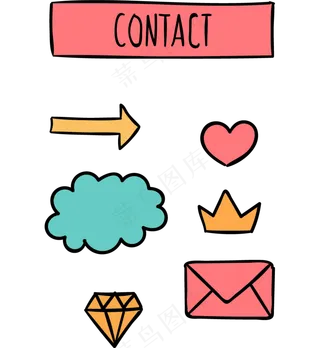 卡通手绘线条指示箭头对话框照片装饰美化PNG免扣透明元素