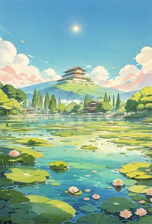立夏清新治愈风景插画