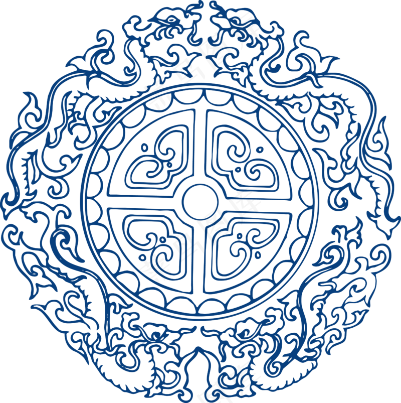 古代青花瓷图案花纹中国风图案祥云纹理传统图腾矢量AI设计免扣素材
